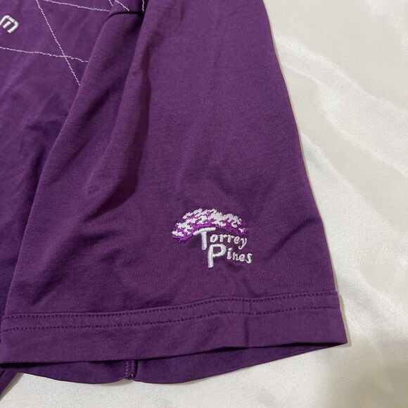 Travis Mathew Torrey Pines Golf Polo Shirt Men’s L Purple White Embroidered Peru - Picture 2 of 11